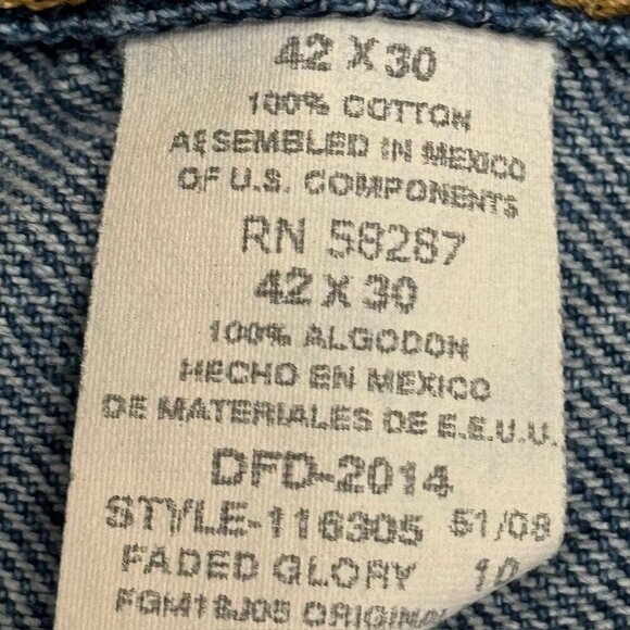 Faded Glory Original Straight Leg Men's size 42x30 Dark Wash Blue Denim jeans - Picture 4 of 5